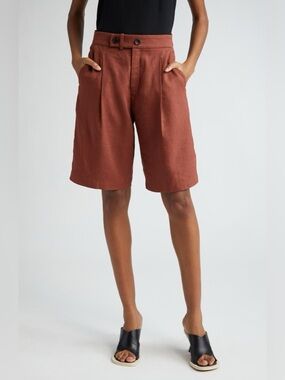 A.L.C. NICO LINEN BLEND WALKING BERMUDA LONG KNEE SHORTS SZ 6